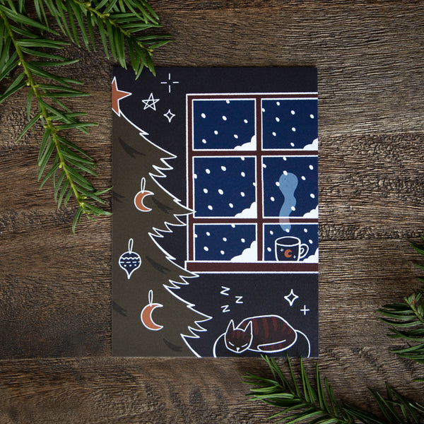 Postcard Christmas Tree Cat