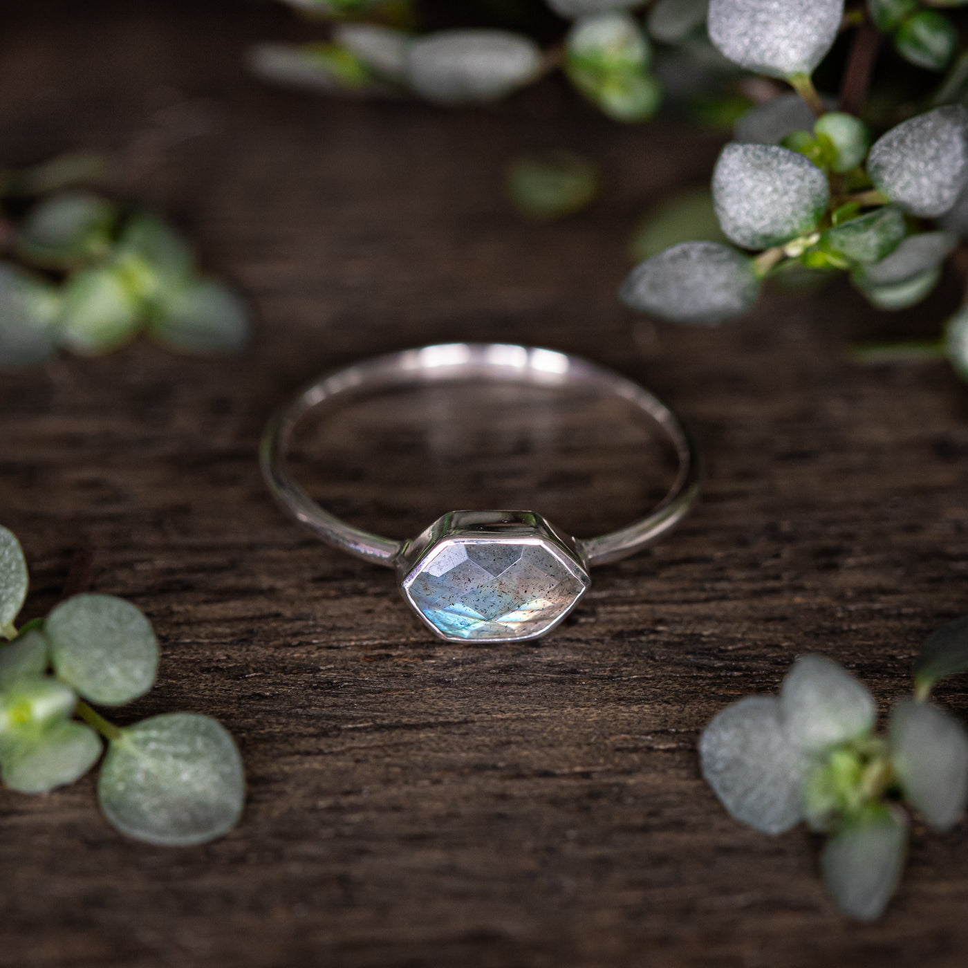 925 Sterling zilveren ring druppelvormige Labradoriet 19 mm | Zilveren