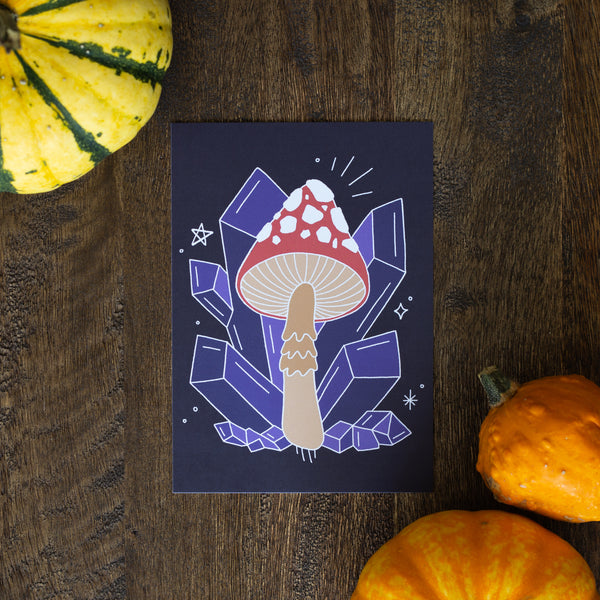 Postcard Mushroom and Chrystal
